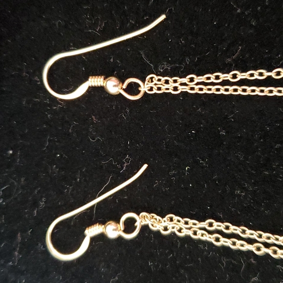 Gold Tone Dyed Turquoies Earrings. - Picture 5 of 10